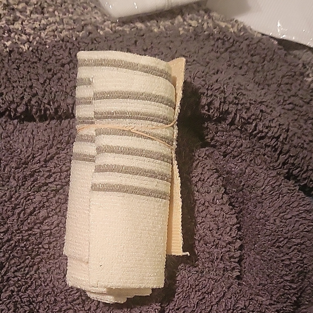 Striped Cream and Gray Towel Mop Head
